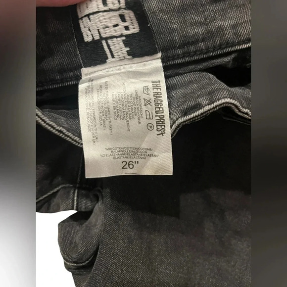 The Ragged Priest Jeans Faded Black High Rise Crop Straight Metal Rings Size 26 - Picture 7 of 9